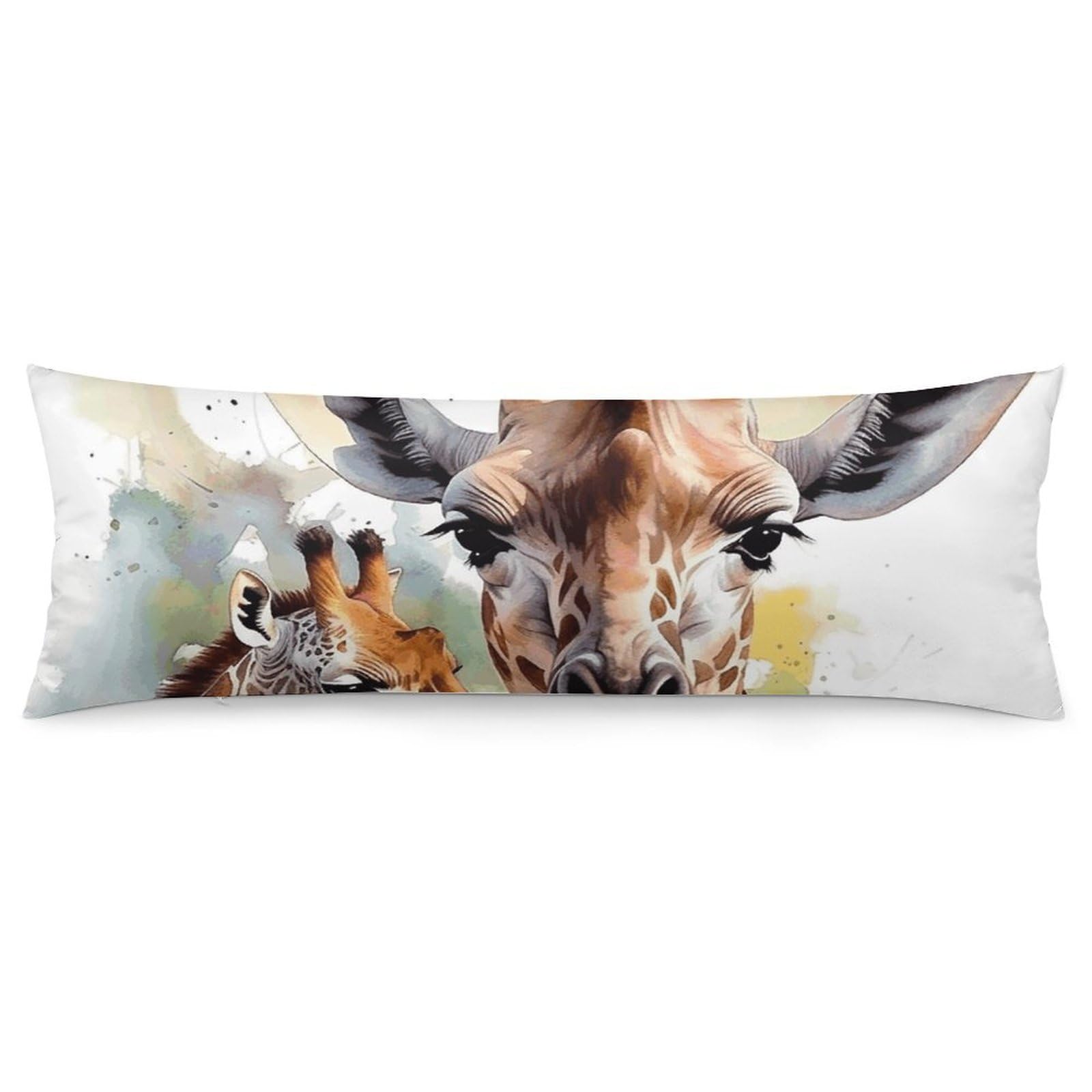 2 Pack Pillow Cases for Hair and Skin, Soft Breathable Pillow Case Covers with Hidden Zipper, Watercolor Deer Giraffe Pillowcase 20"x54" Pillow Covers for Sleeping Gift