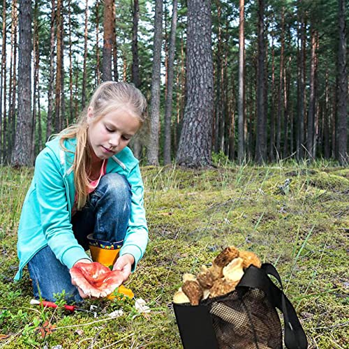 Foto von Porssaut Pilz-Jagdtasche Pilzfutterbeutel Jagdnetzbeutel, Futterbeutel Ernte Pilzkorb Sammelbeutel Faltbares Obstsammeln für Camping Reisen Wandern Schwarz