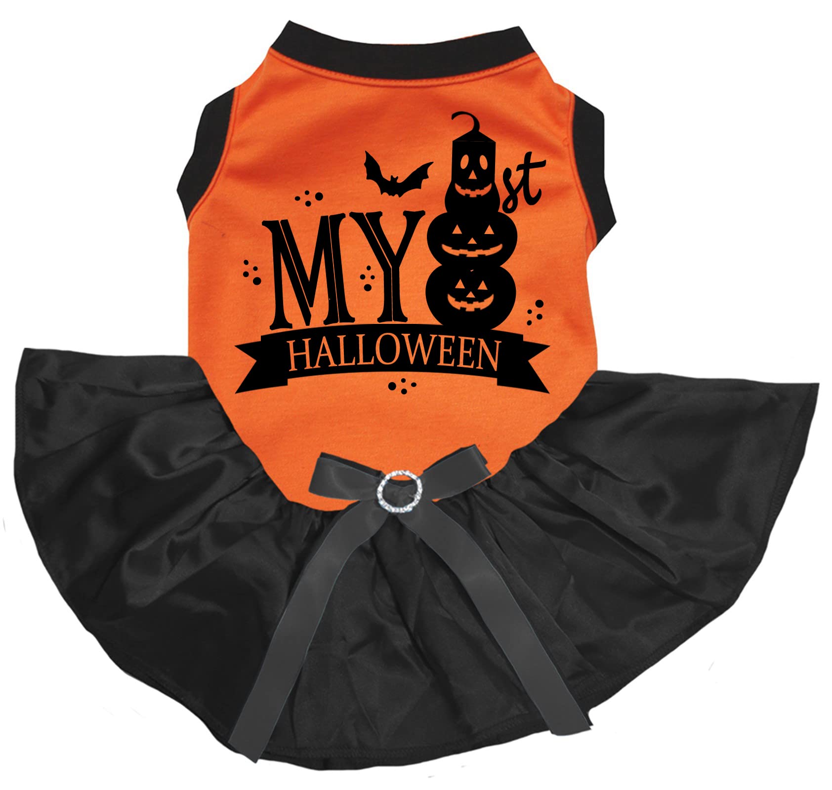 Robe pour chiot My Pumpkin pour un premier Halloween inoubliable en habit orange et noir XS