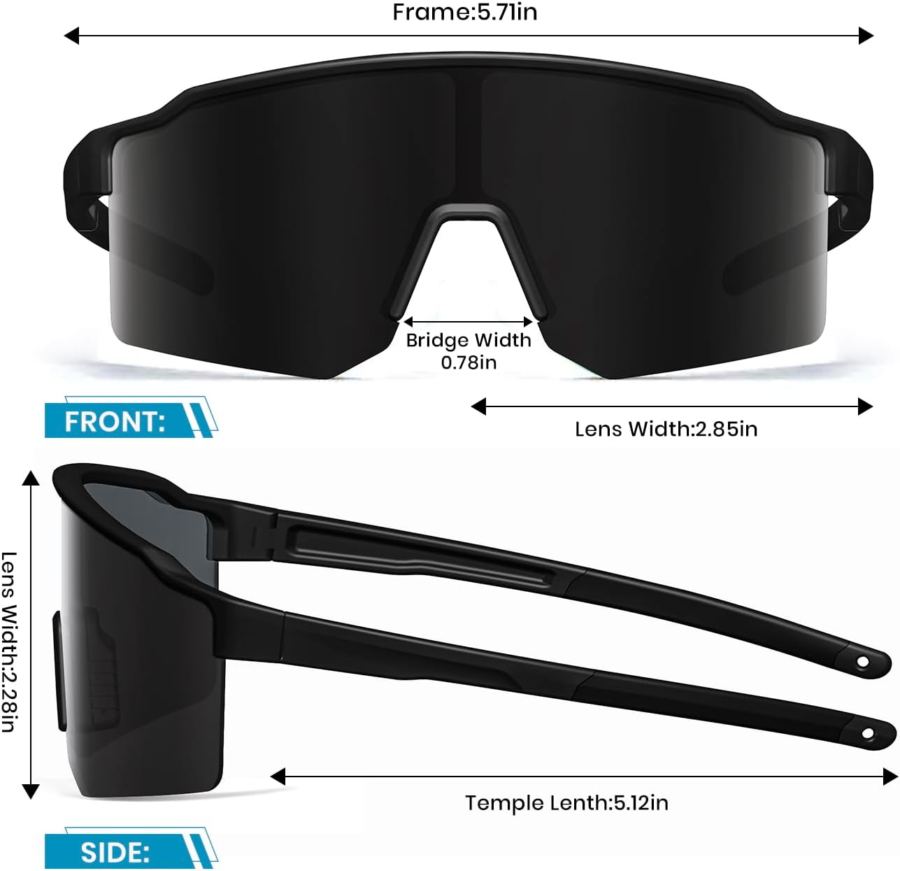 Polarized Sports Sunglasses for Men Women, UV400 Protection Outdoor Sunglasses for Running Cycling Golf Hiking Driving