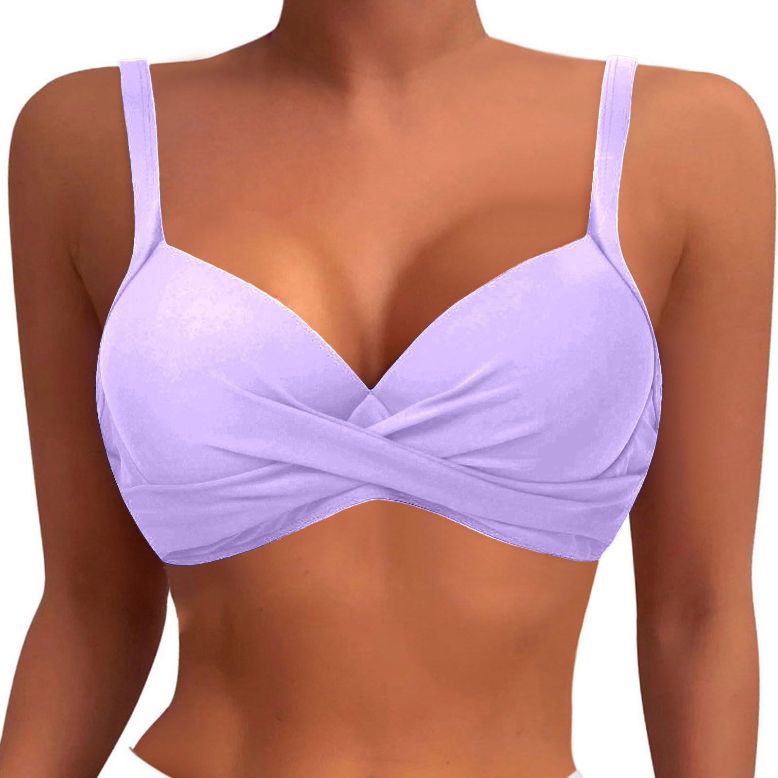 Set Bikini da Donna Reggiseno Bikini con Ferretto Reggiseno Push Up Imbottito Top Costume da Bagno Imbottito 2026 Top Costume da Bagno, Viola, M