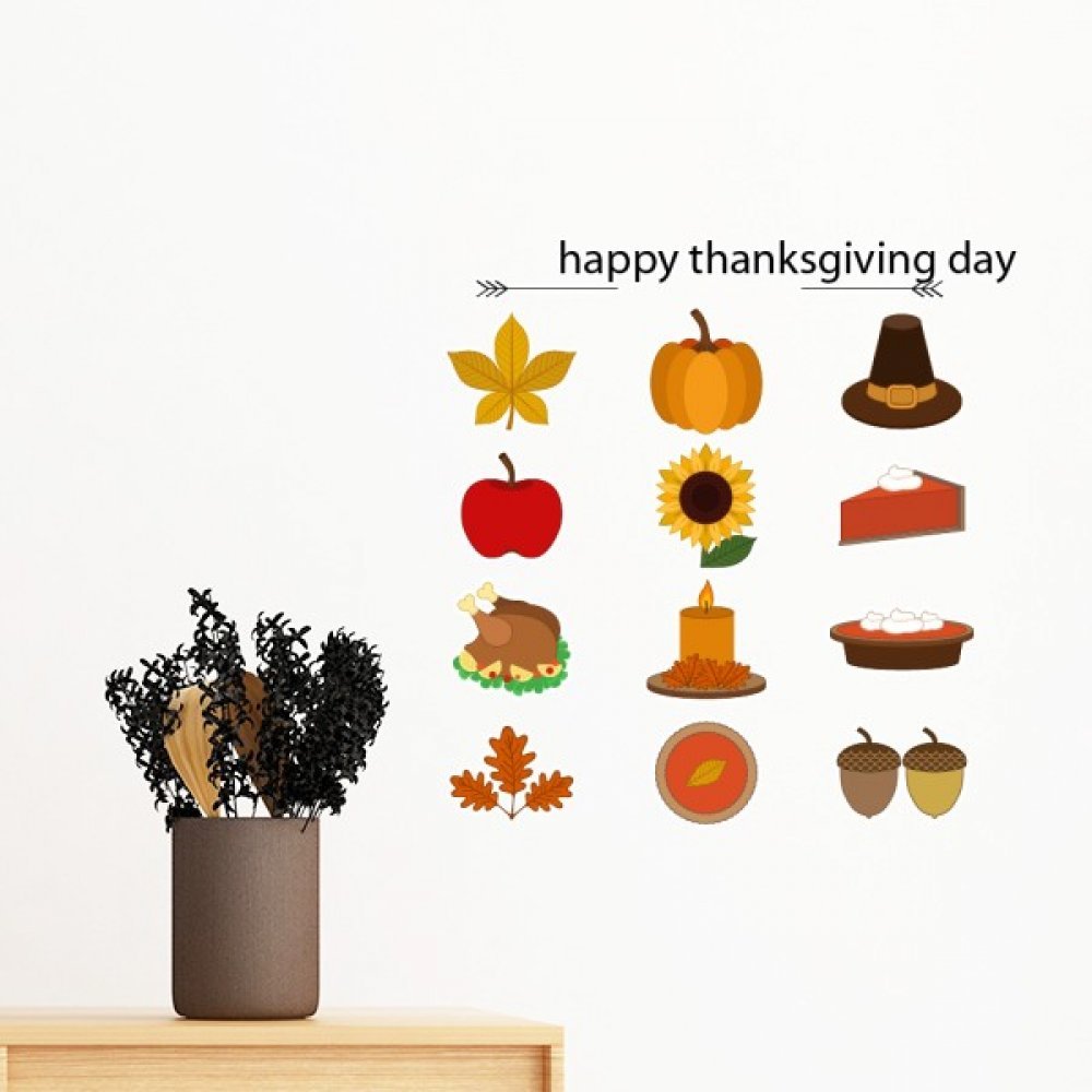 Sticker mural amovible Thanksgiving de 35cm pour la decoration de chambre