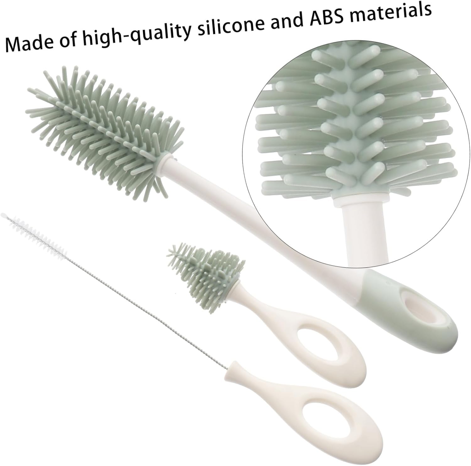 Milk Bottle Cleaning Brush Set with Long Handle, Rotating