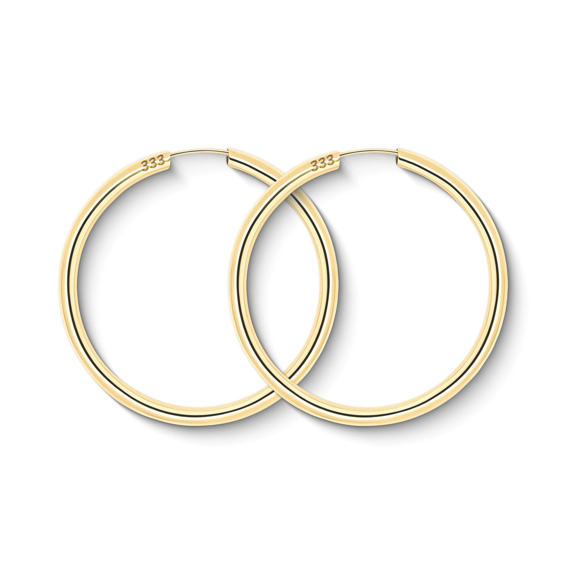 EDELIND Creolen Gold 333 585 Echtgold 30 mm - Ohrringe 2.5 mm breit, auch 750 Gelbgold - für Damen - mit edler Geschenkbox