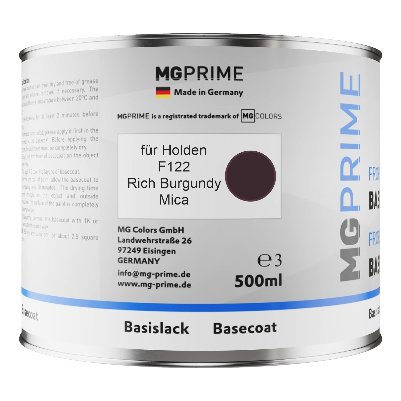 MG PRIME Pots de Peinture voiture pour Holden F122 Rich Burgundy Mica 1,25L