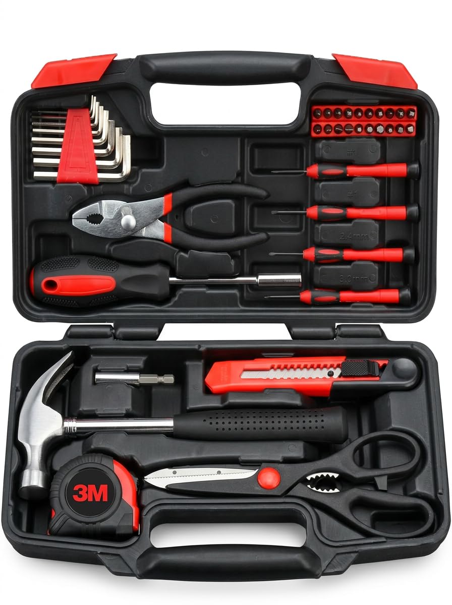 Tool Kit | Staunch 39 Piece Home and Office Tool Set | Complete Starter Tool Kit Set & Organiser Tool Box with Tools Included | General Household Tool Kits for Home with DIY Tools in Tool Case