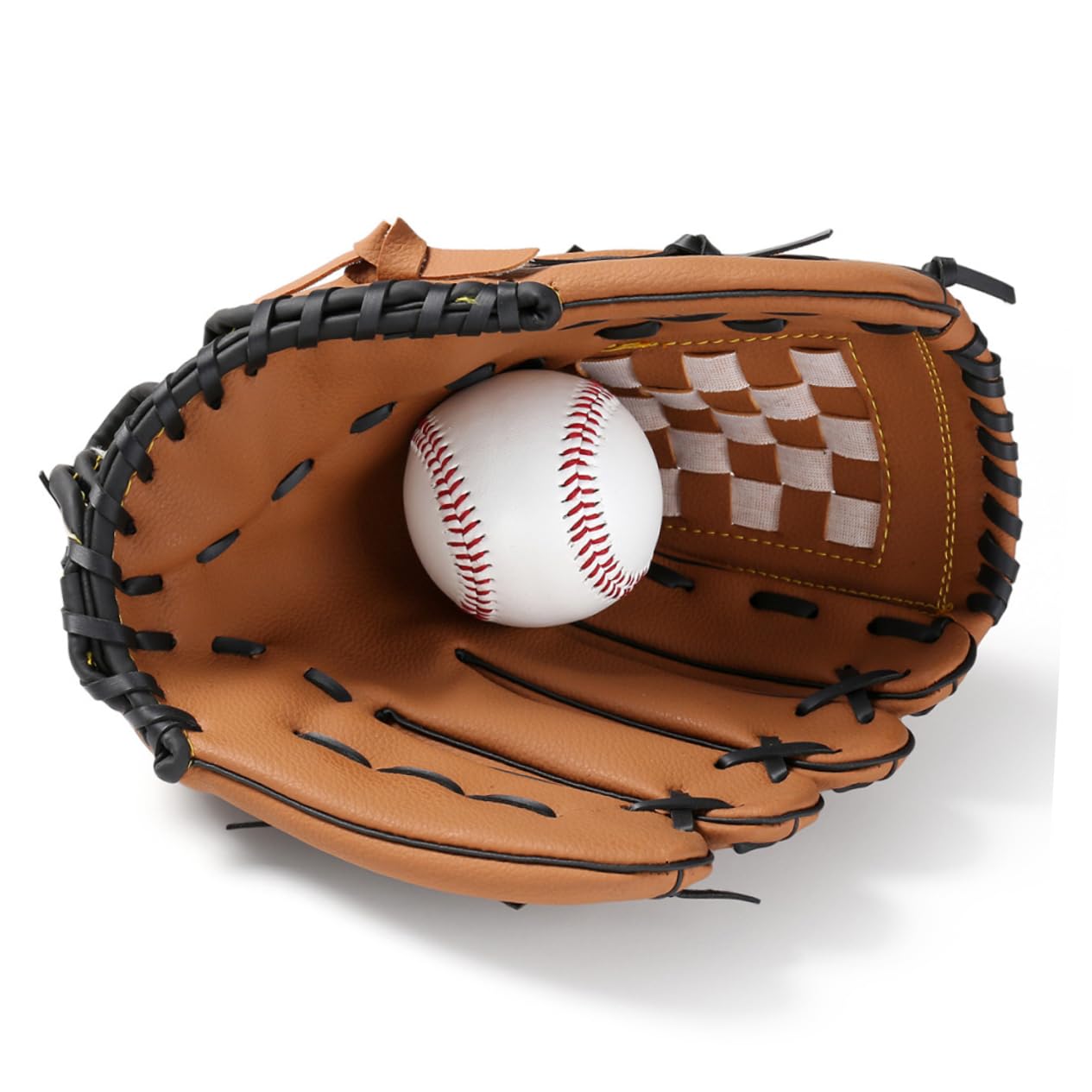 GOOHOCHY Full-Size Youth Softball Glove 11.5 Inch for Men Women Left Hand Durable Pitcher Baseball Glove Reinforced Padding