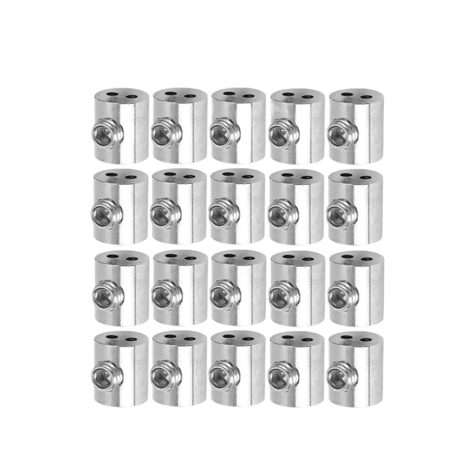 Dpnentv 20Pcs Double Hole Metal Wire Rope Clamp Adjustable Cable Retainer Clip(20Pcs)