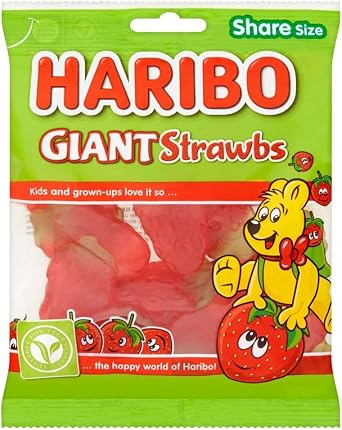 Haribo Giant Strawbs Sharing Bag, 140 g Pack of 1