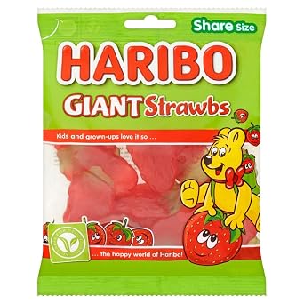 Haribo Giant Strawbs Sharing Bag, 140 g Pack of 1