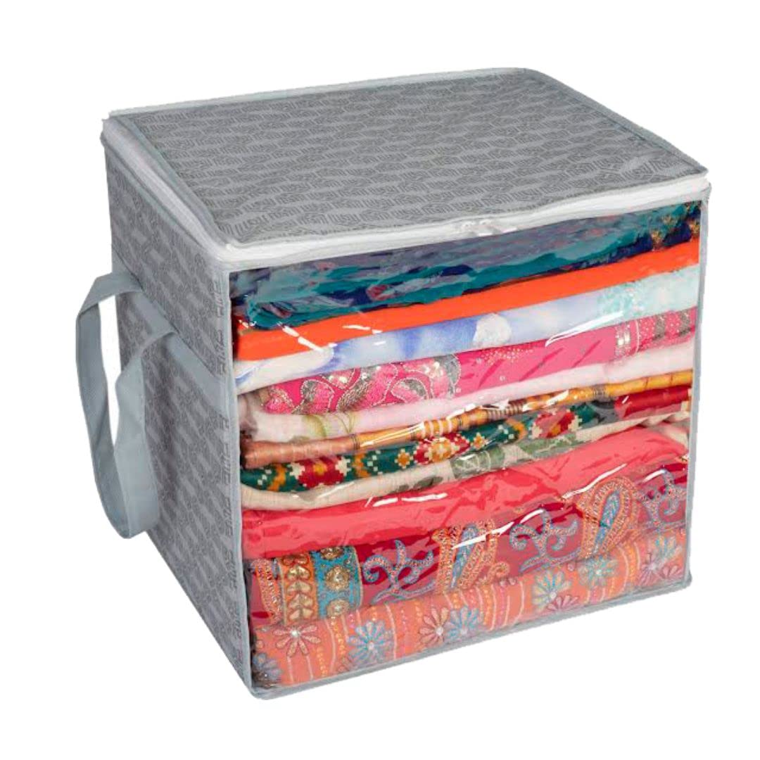 Homestrap Jumbo Saree Cover with Front Window and Side Handle|Stackable Clothes Storage Organizer (Grey, Polypropylene) 38L x 30W x 38H Cm (B0B4DCD865) Amazon Price History, Amazon Price Tracker