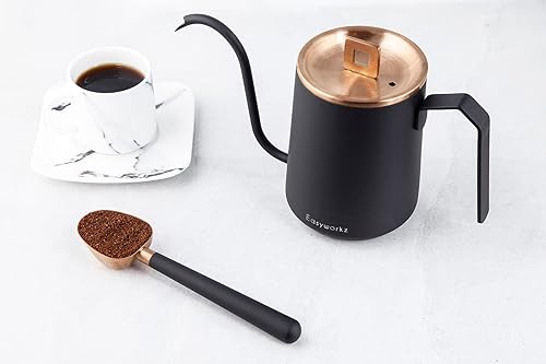 Miniatura 3 de Easyworkz Cuchara de café de acero inoxidable con mango largo y hueco, cuchara medidora de 0.27 oz para café molido y té de hojas sueltas, oro rosa