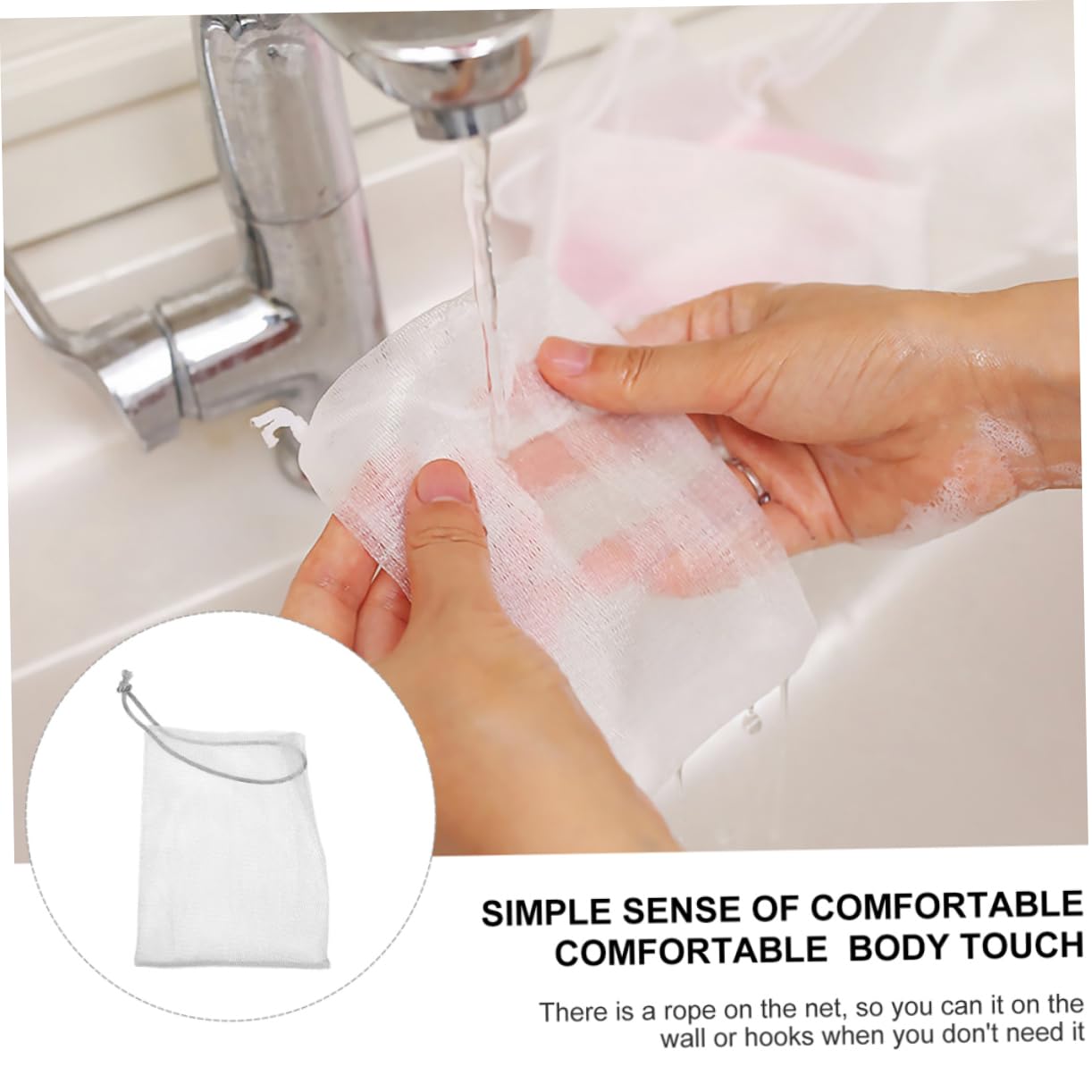 30pcs Drawstring Soap Net Bags PE for Traveling Family Use