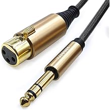 XLR Female to 1/4 Inch6.35mm Male 3.3 Feet/1 Meter TRS Balanced Cable XLR to Quarter Inch Jack Patch Cord for Speaker and Microphone