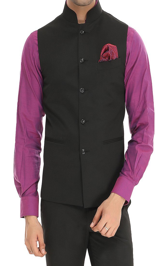 manq Men's Band Collar Slim Fit Formal/Party Waist Coat-picture-21