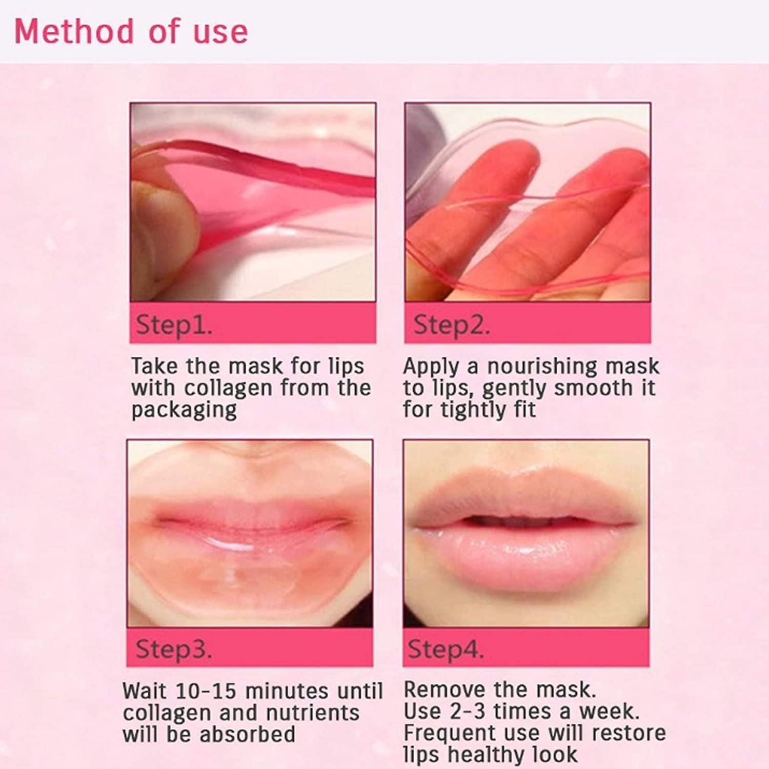 Máscara De Labios, 15 piezas Lip Sleeping Mask, Parche Labial, Juego de Máscaras de Labios de Cristal de Colágeno, Mascarilla Labial Para el Cuidado de Los Labios para LabiosSecos y Agrietados
