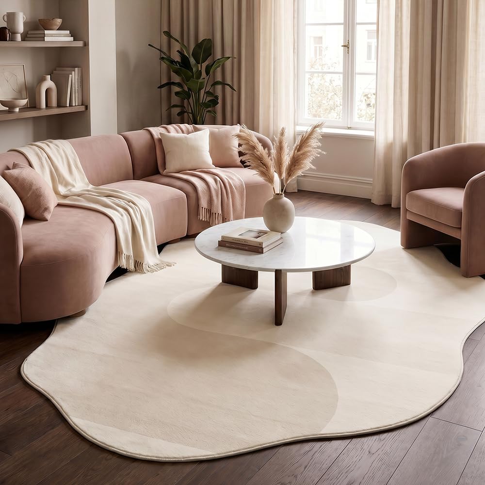 Mazovia Abstrakter Teppich für Wohnzimmer 200x300 cm Creme rutschfest