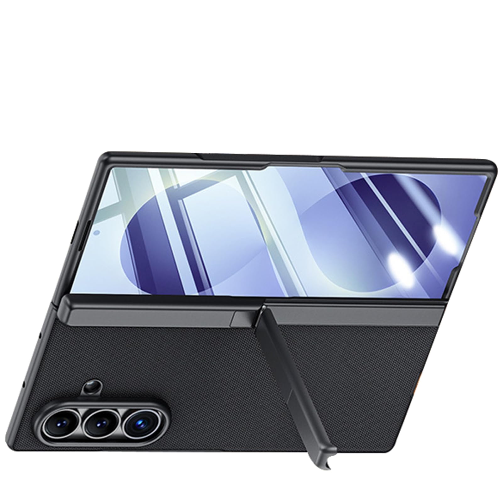Galvanik Scharnier Lederhülle Für Samsung Galaxy Z Fold 8 Ultra | Mini Ständer Luxus Handyhüllen Rundum Bildschirmschutz Kratzfest Stoßfest Abdeckung