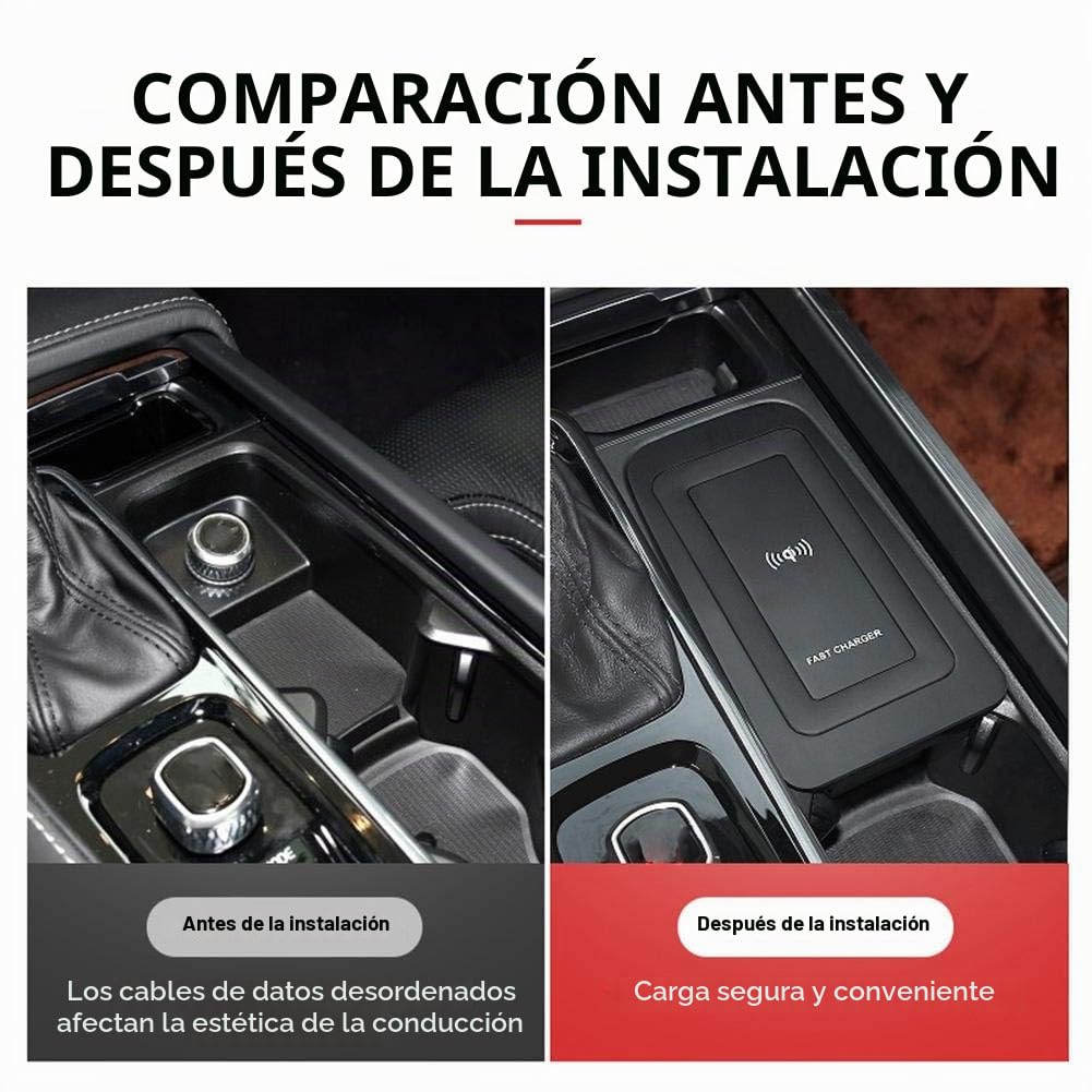 Placa de Carga del Coche, Akozon Cargador inalámbrico para automóvil Placa de Carga de inducción Apto para S60 / V60 / XC60 / S90 / V90 / XC90 15W