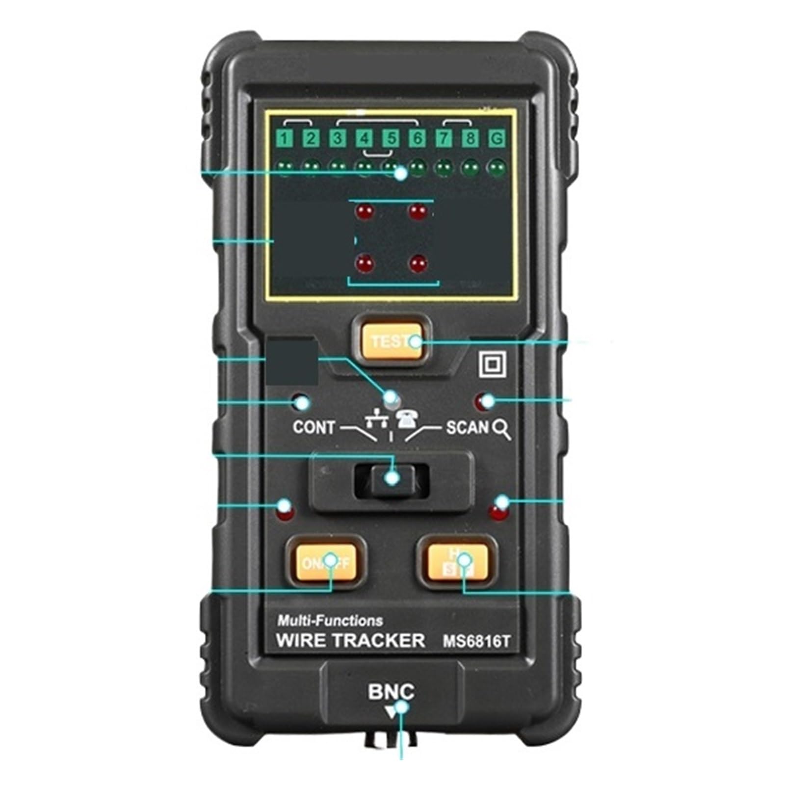 MS6816 Wielofunkcyjny Przyrząd Do Wyszukiwania Kabli Sieciowych, Przeciwzakłóceniowy Patrolowania Linii Energetycznej, Narzędzie Sprawdzania Pomiarowej Przerwanego Punktu Dokładna Szybka Diagnostyka