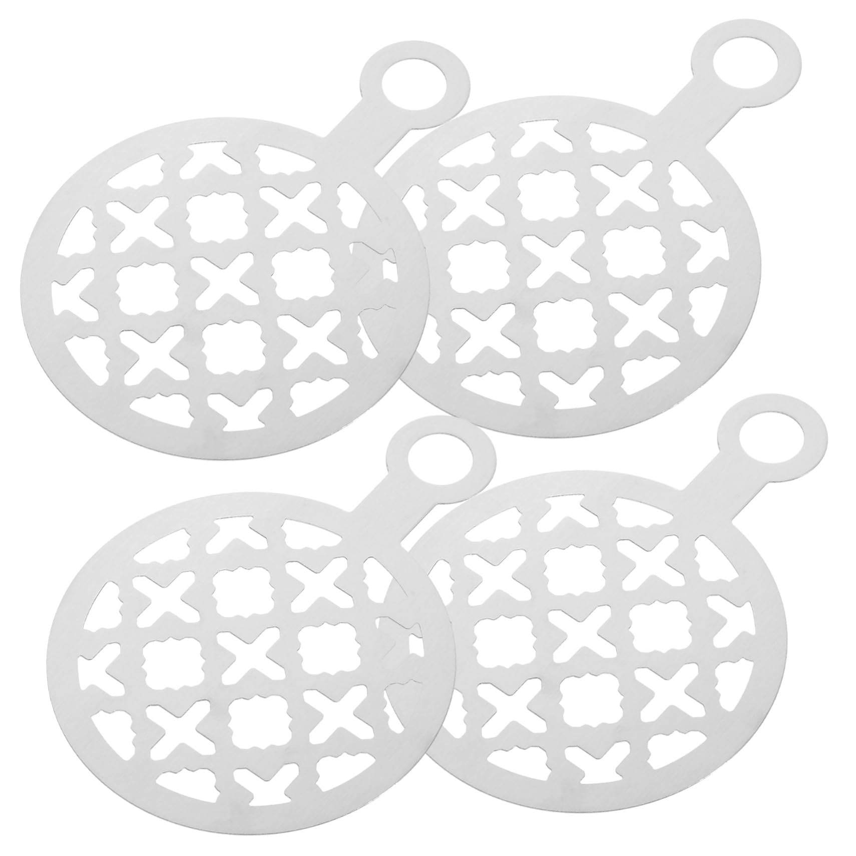 FOYTOKI Stainless Latte Art Stencils 4pcs Set Professional Latte Templates Durable and Easy to Use Washable Material
