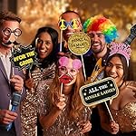 SOUL SHIFT 70 Pc Large Premium Photo Booth Props Set for All Occasions - Wedding Props, Birthday Props, Graduation Prop, Inflatables, Large Glasses, Multi-Colored Wig, Hawaiian Lei, Hand Pump - Image 5