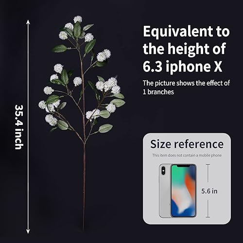 Miniatura 3 de Melorca&Guilla Plantas artificiales, 4 ramas de imitación verdes de 35.4 pulgadas para jarrón, plantas artificiales para tienda, jardín, oficina,