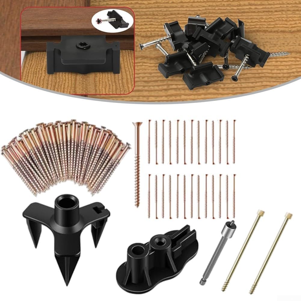 El kit Squeak No More elimina el chirrido del suelo, se adapta a la mayoría de suelos de madera dura, kit de reparación de suelos, contiene 5 herramientas auxiliares y 50 tornillos