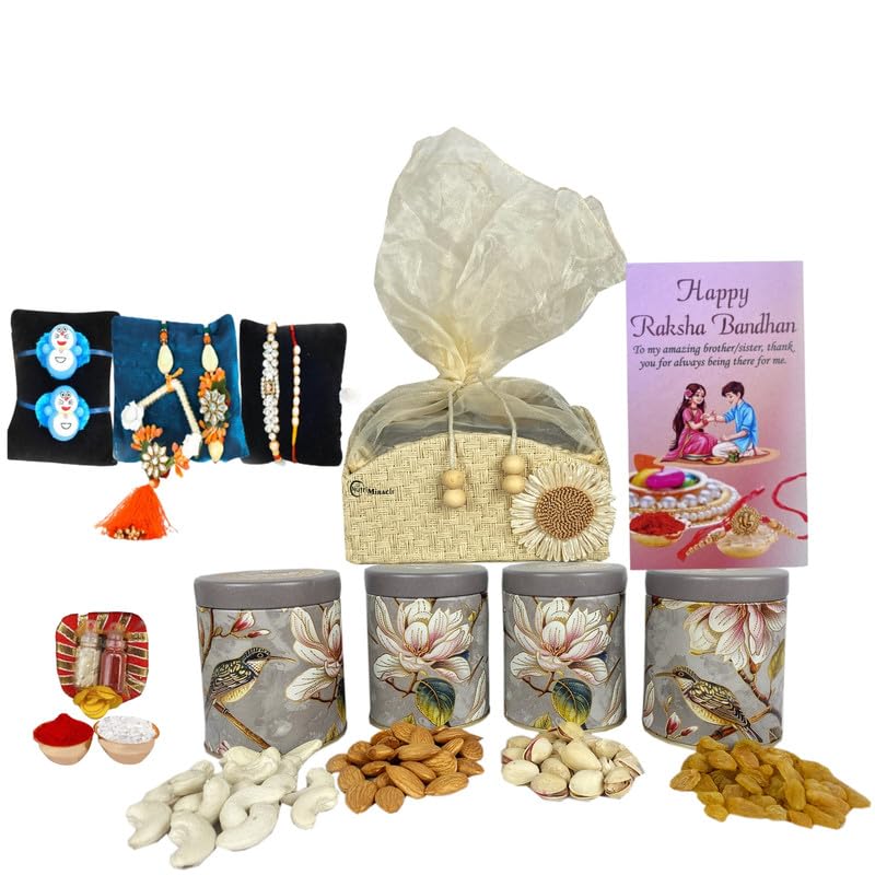 Image of NUTRI MIRACLE Rakhi Treat Box with Dry Fruits and Dark Chocolate Morsels | Thoughtful Thank You Gift Hamper for Business Clients