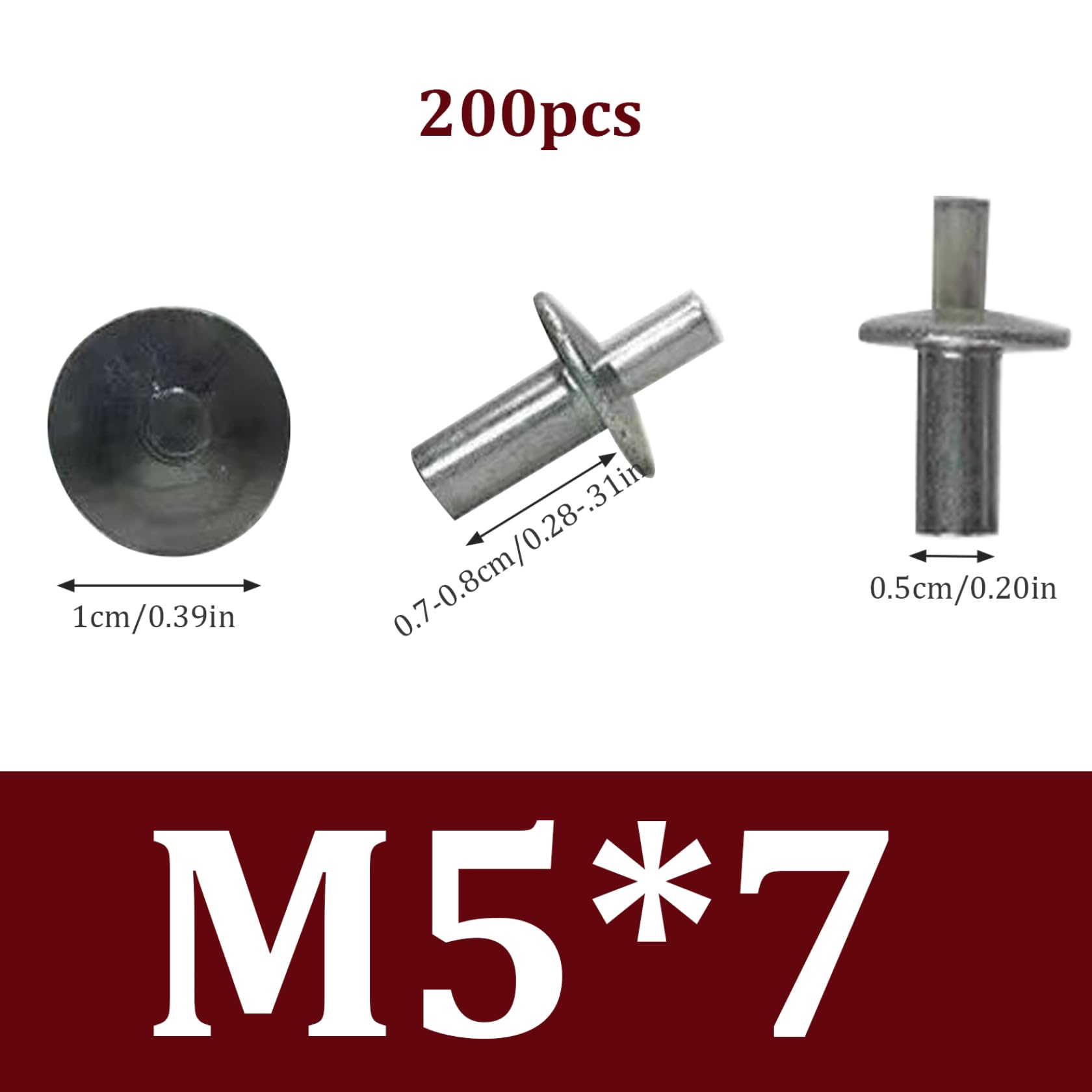 Rivet 200 PCS Riverios de transmisión de martillo de aluminio con expansión de tipo de caída redonda expansión Pequeños remaches para mejorar la resistencia y la durabilidad