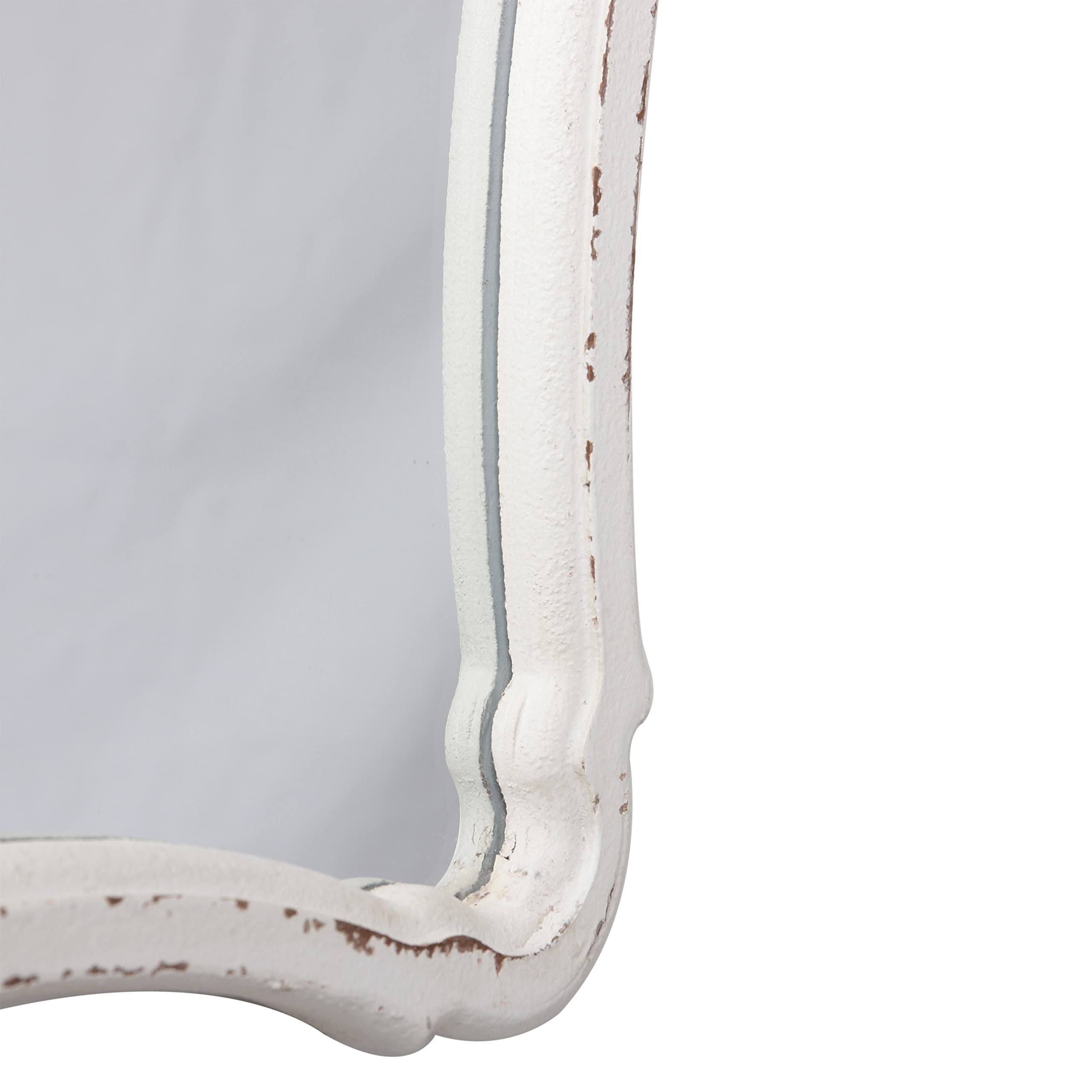 Espejo de pared pequeño con marco de madera rústica, 12 x 9 pulgadas, espejo decorativo vintage blanco envejecido hecho a mano, espejos de baño de granja para tocador, espejos esculpidos 8