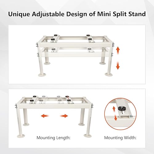 Miniatura 6 de WeCooper Mini soporte de tierra dividido para 9000-18000BTU, soporte de condensador resistente, soporte de CA mini split para aire acondicionado sin