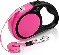 Vista 1 de Taglory Retractable Dog Leash, 16ft No Tangle Leash Retractable for Small Medium Dogs Up to 44 lbs, One-Handed Brake, Pause, Lock, Pink