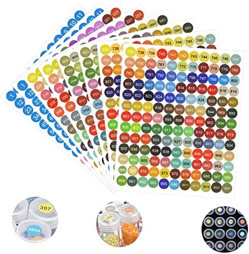 Cobee Colorful Number Painting Labels, 4 Sheet 447 Pcs Self Adhesive ...