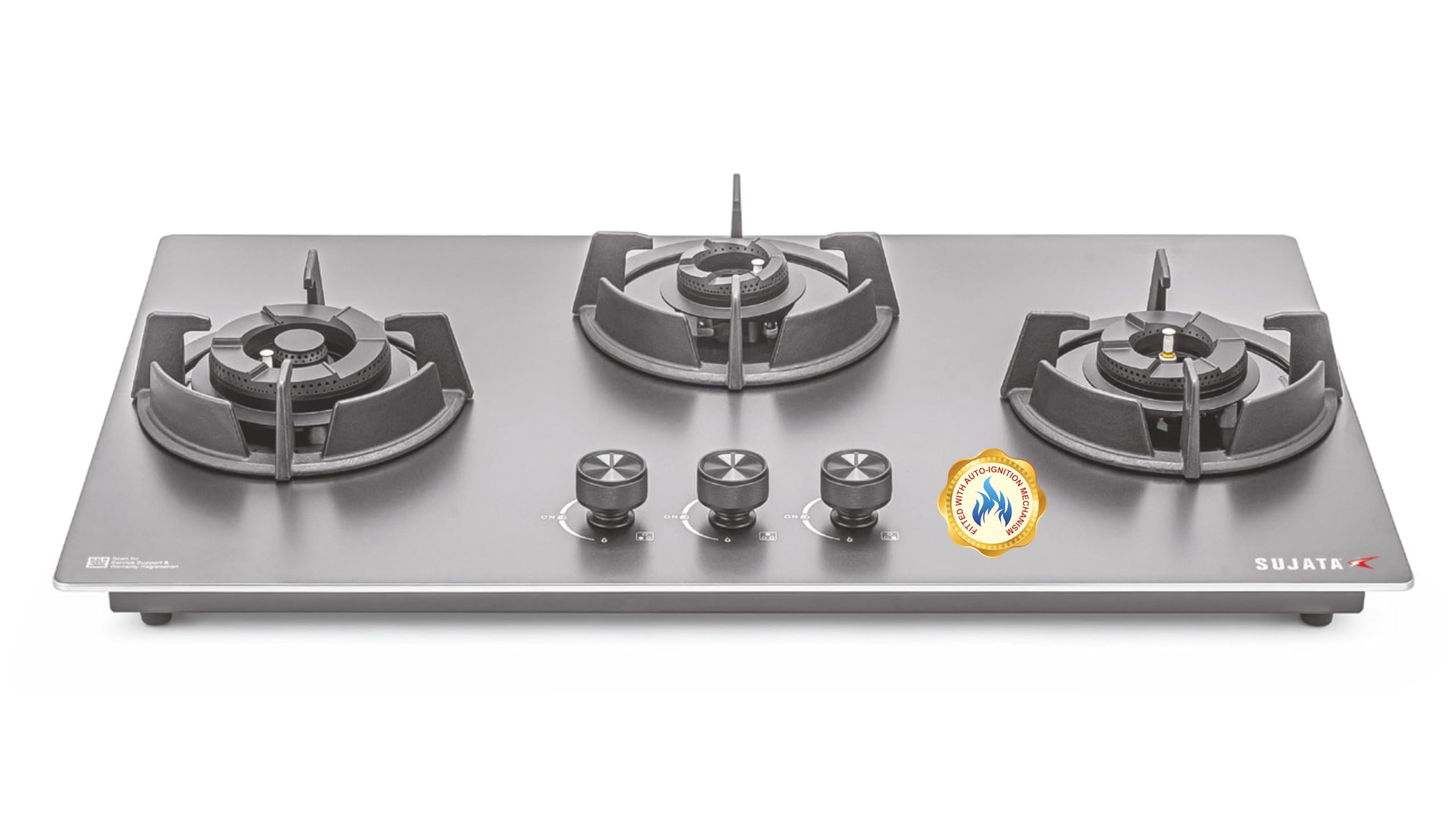 Sujata 3 Burner Gas Stove - Auto Ignition, Glass Top -12