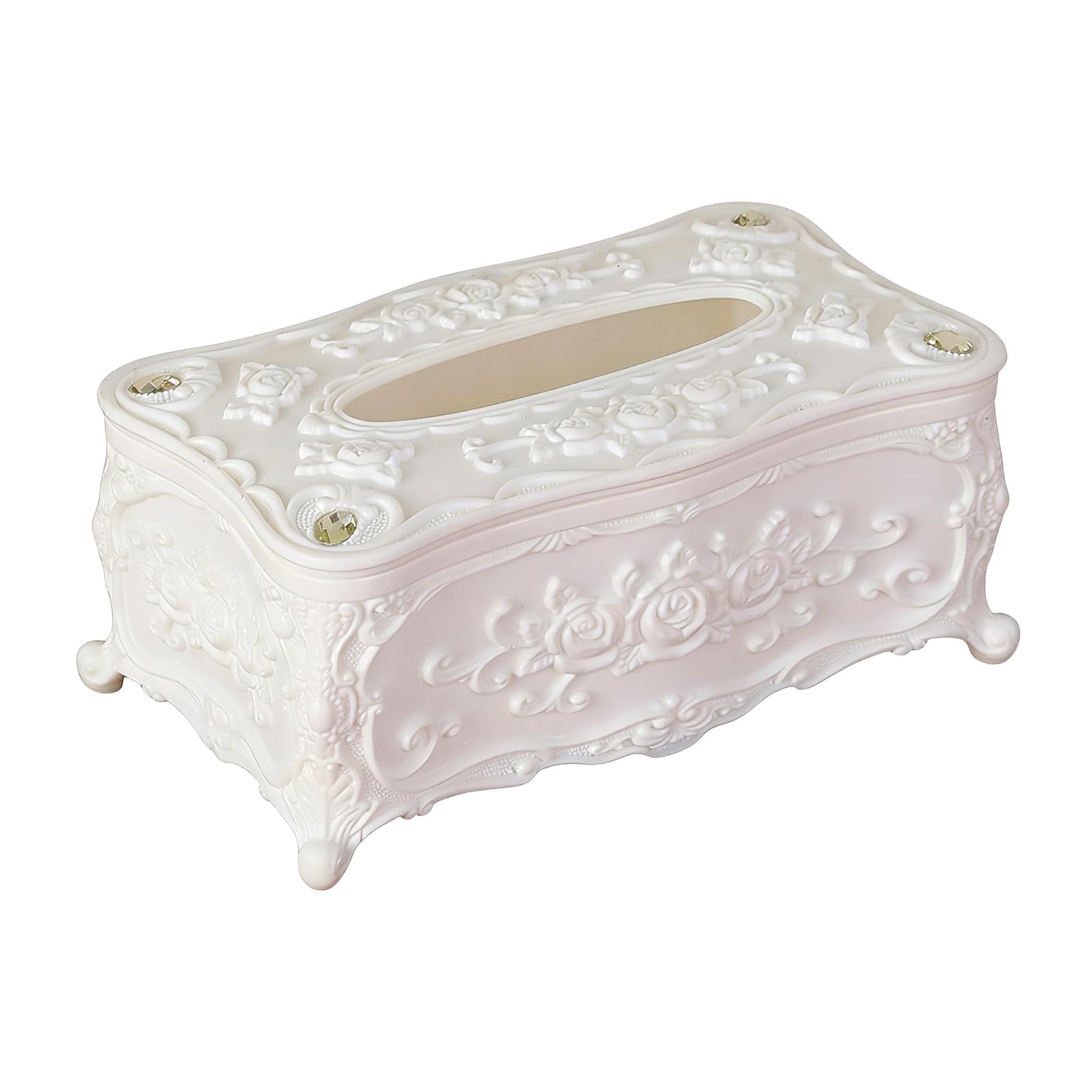 Buxuaaaa White Tissue Holder Featuring Easy Access Lid And Finish For Kitchen Living Room Use Embossed Pattern Tissue Box Finish Easy Access Bathroom Kitchen