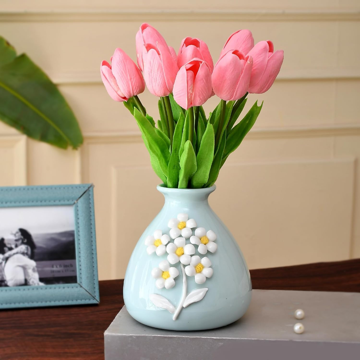 Amazon Basics Modern Ceramic Vase | for Home Décor (Sky Blue)-image-15