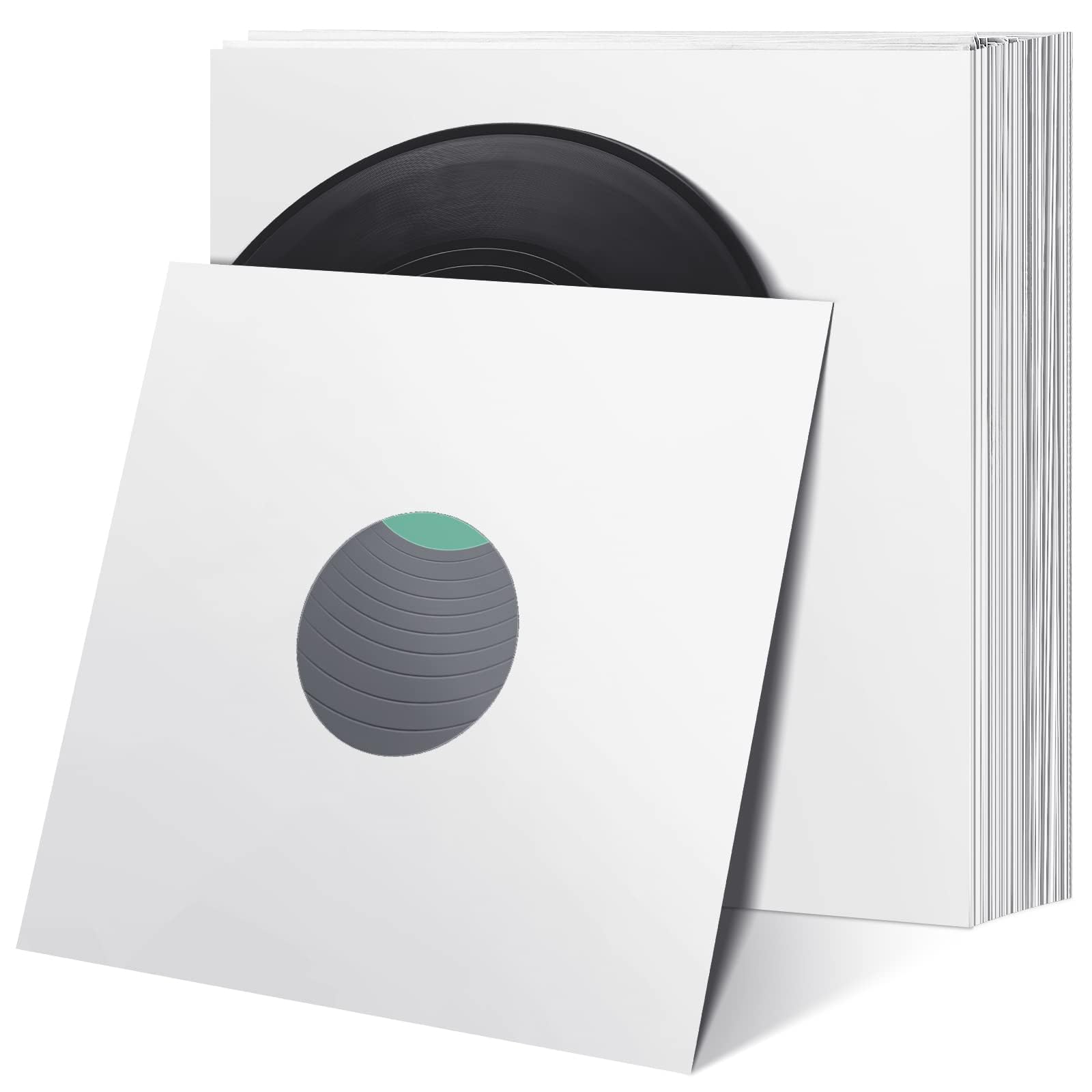 Record Sleeves, 40 Pcs 12 Inch Vinyl Record Sleeves Blank Album Jackets Paper Poly Inner Sleeves Square Blank Record Jacket Covers for Album Vinyl Records Collections Storage Decorations (White)