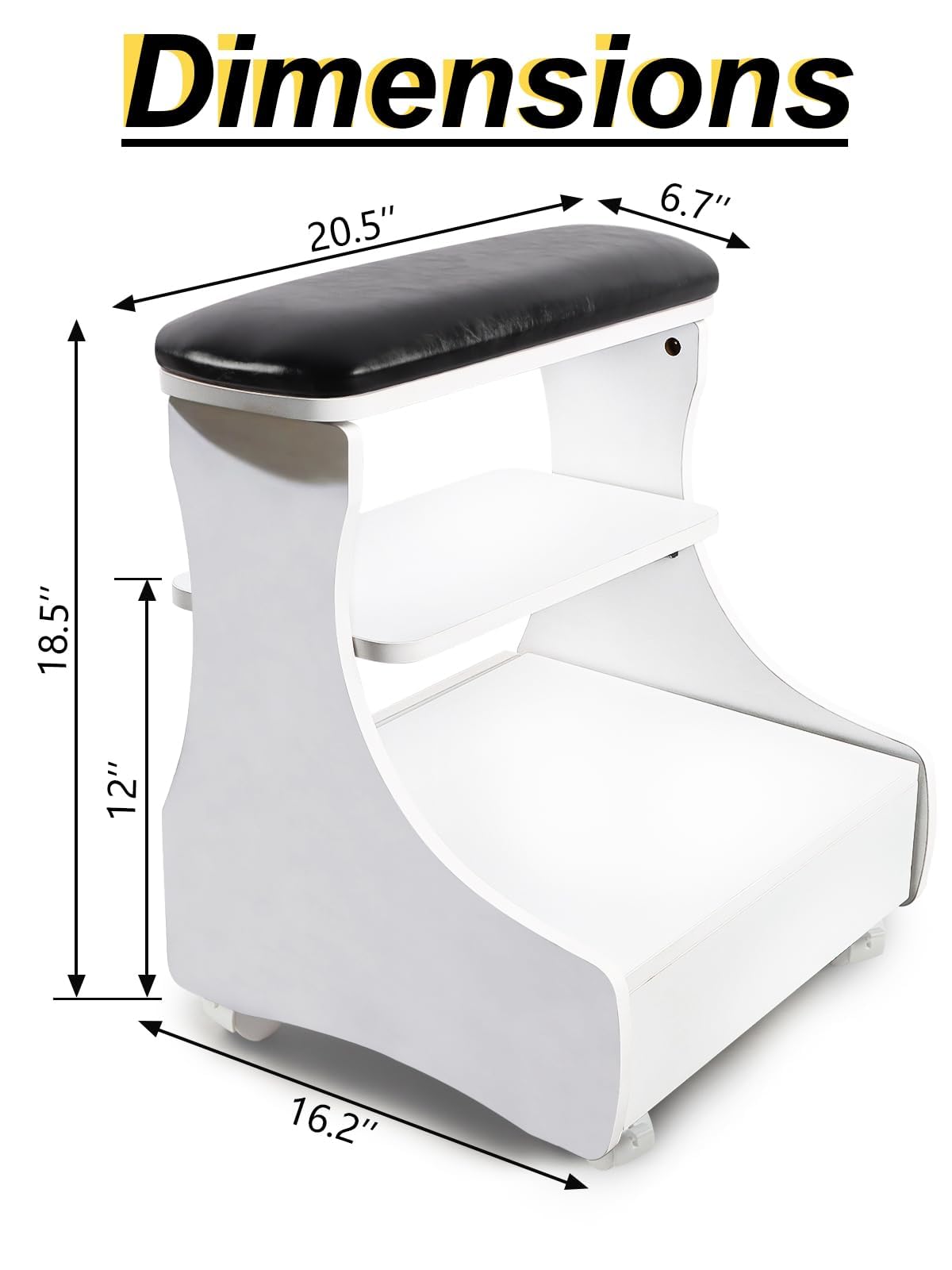Kalolary Pedicure reposente, reposapiés de manicura con Ruedas PU Cuero para el hogar Belleza de la Belleza del reposapiés del pie de pie para Usar el salón del hogar (Negro Blanco)