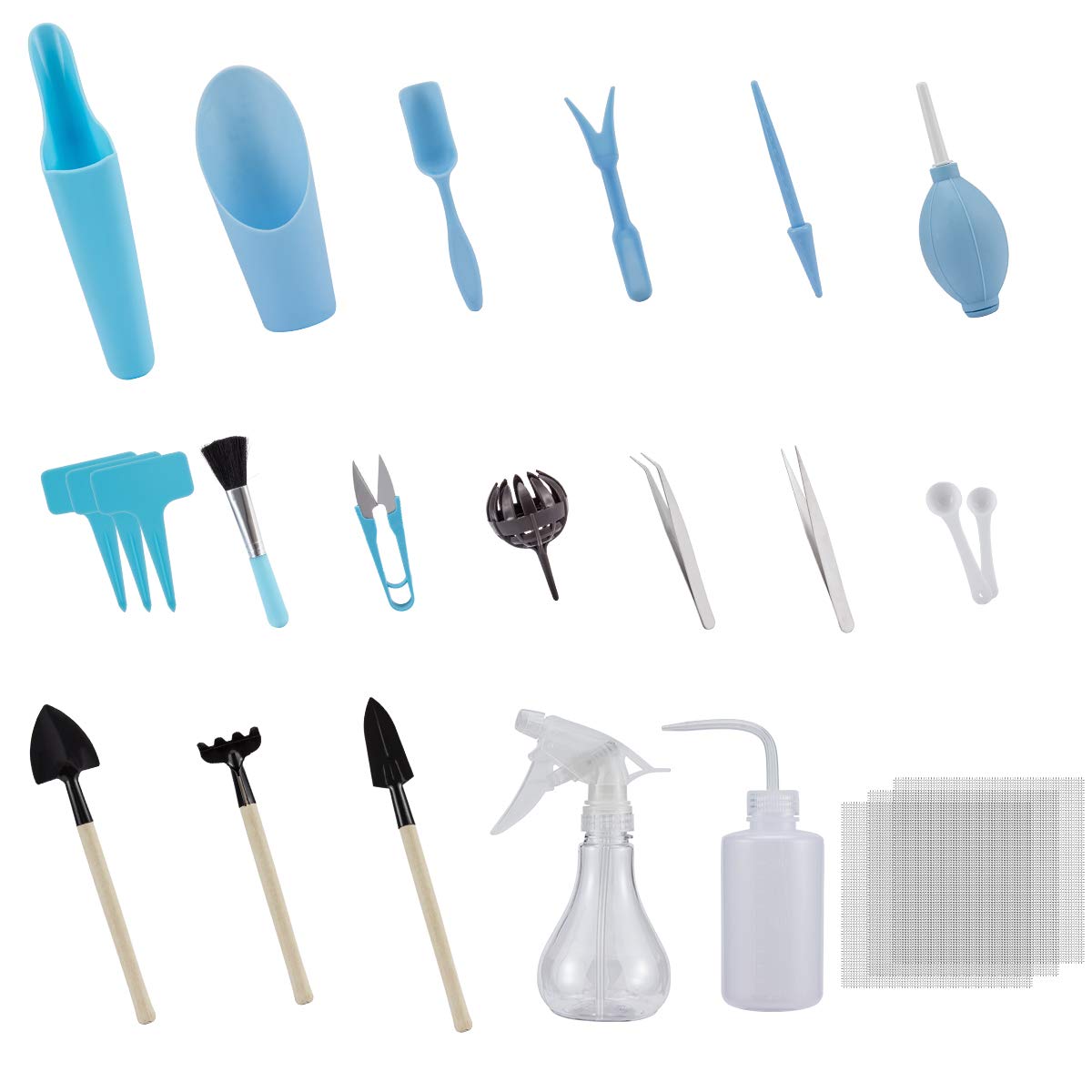 MEWTOGO 20 Pcs Succulent Plants Tools,Mini Garden Hand Tools,Micro Plants Transplanting Tools,Mini Planting Gardening Tool Set for Indoor Miniature Fairy Garden Plant Care,Bonsai and Small Plants