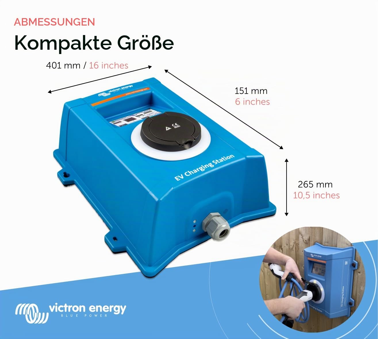 Victron Energy EV-Ladestation, 170-265 VAC 22 kW, Typ 2, WLAN, Bluetooth