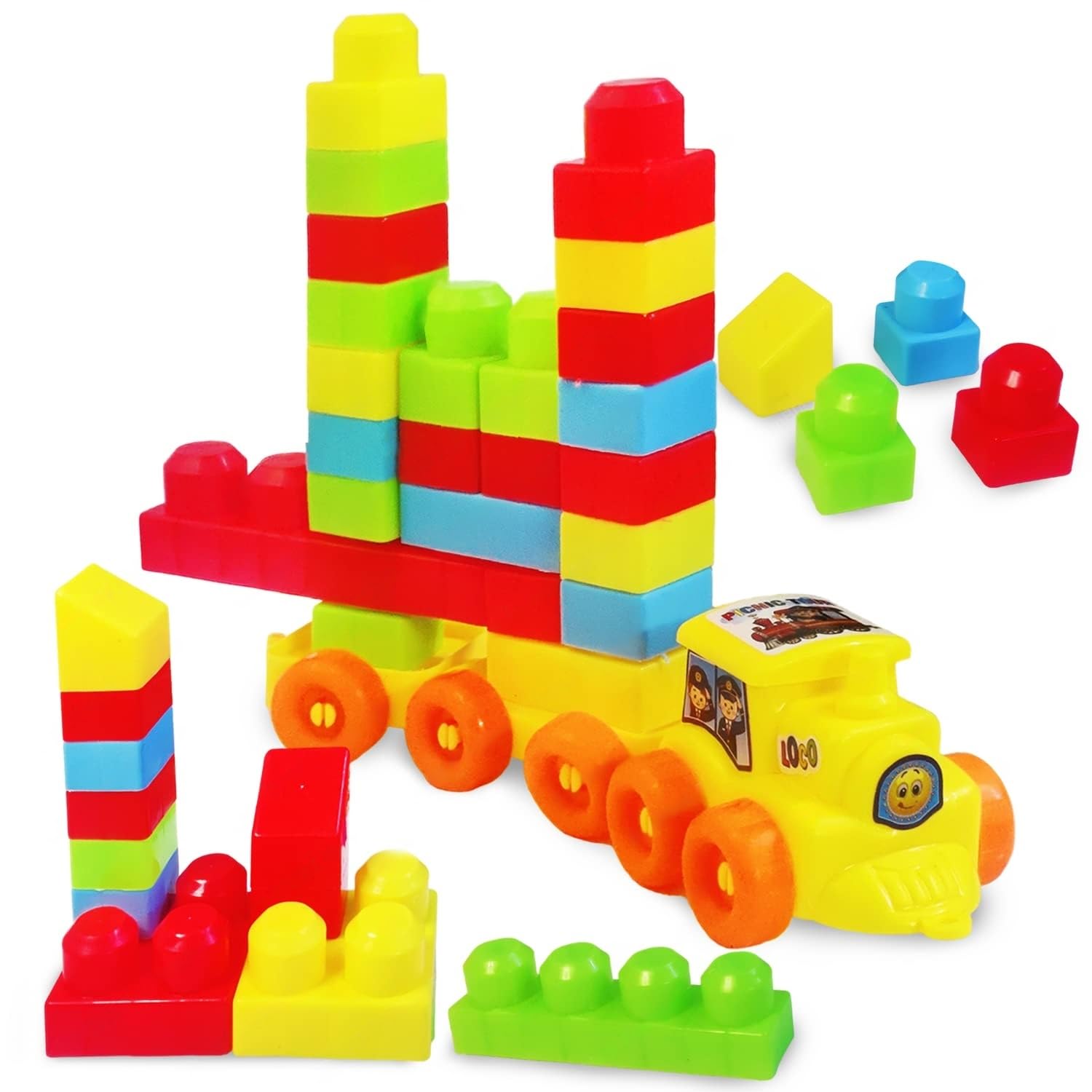 FunFive Train Engine Building Blocks for Kids - DIY Plastic Building Blocks for Kids Puzzle Games for Kids, Toys for Children Educational & Learning Toy for Kids, Girls & Boys (48 Pcs)