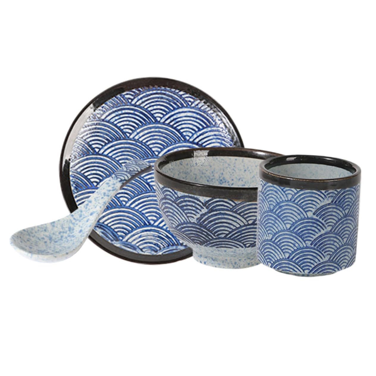 Service de Vaisselle en Céramique Japonaise, 1 Set 4 Pièces