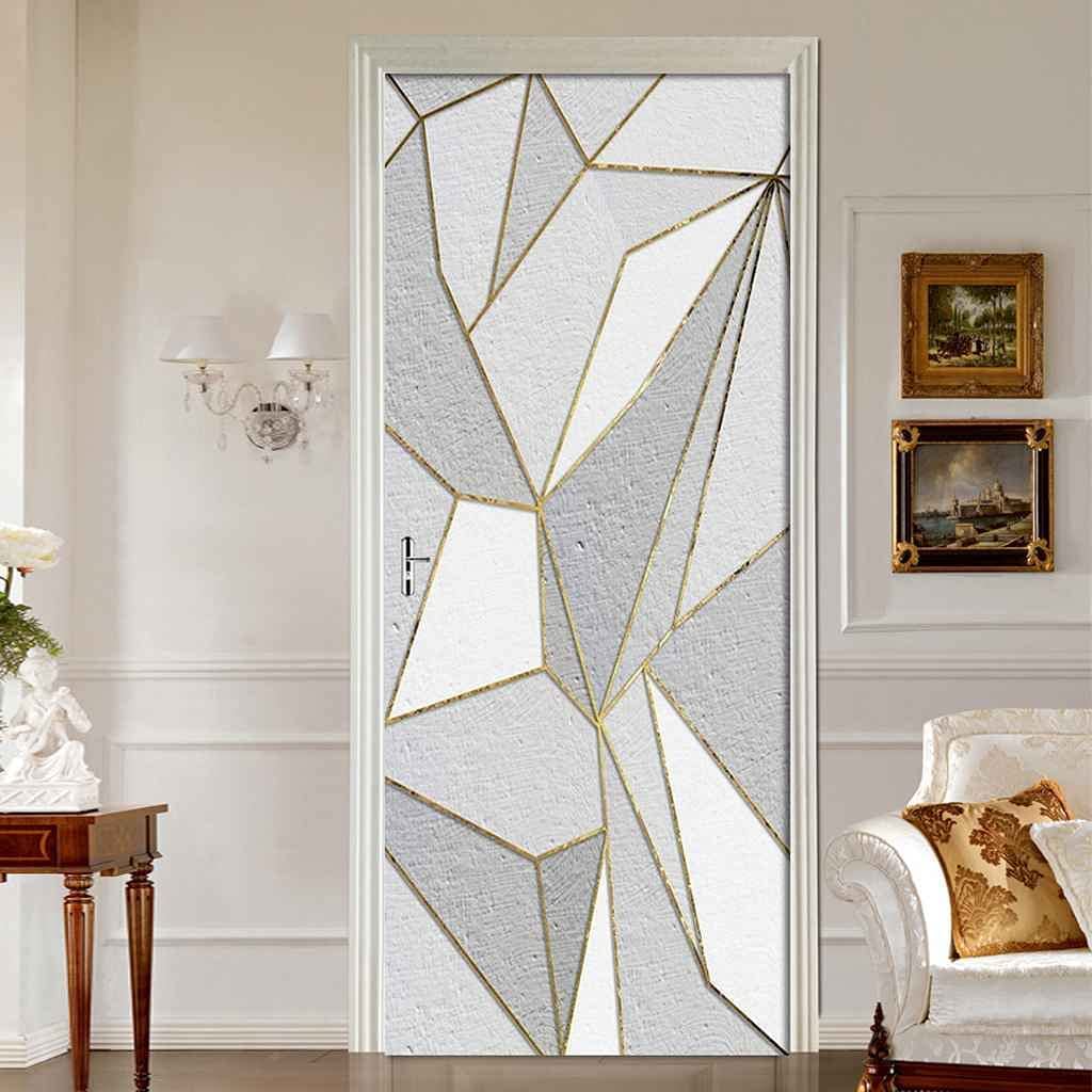 Sticker Porte Trompe-l'Œil 3D Balançoire De Roseau Au Bord De La Mer - Autocollant Amovible 95x215cm