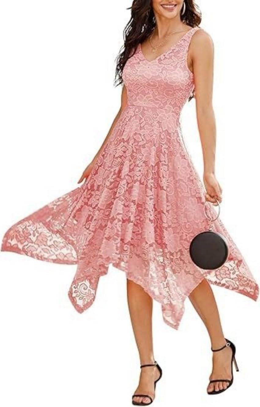 Vestido de cóctel de encaje para mujer, vestido de dama de honor para invitada de boda | Verano, vestido de fiesta, vestidos de dama de honor