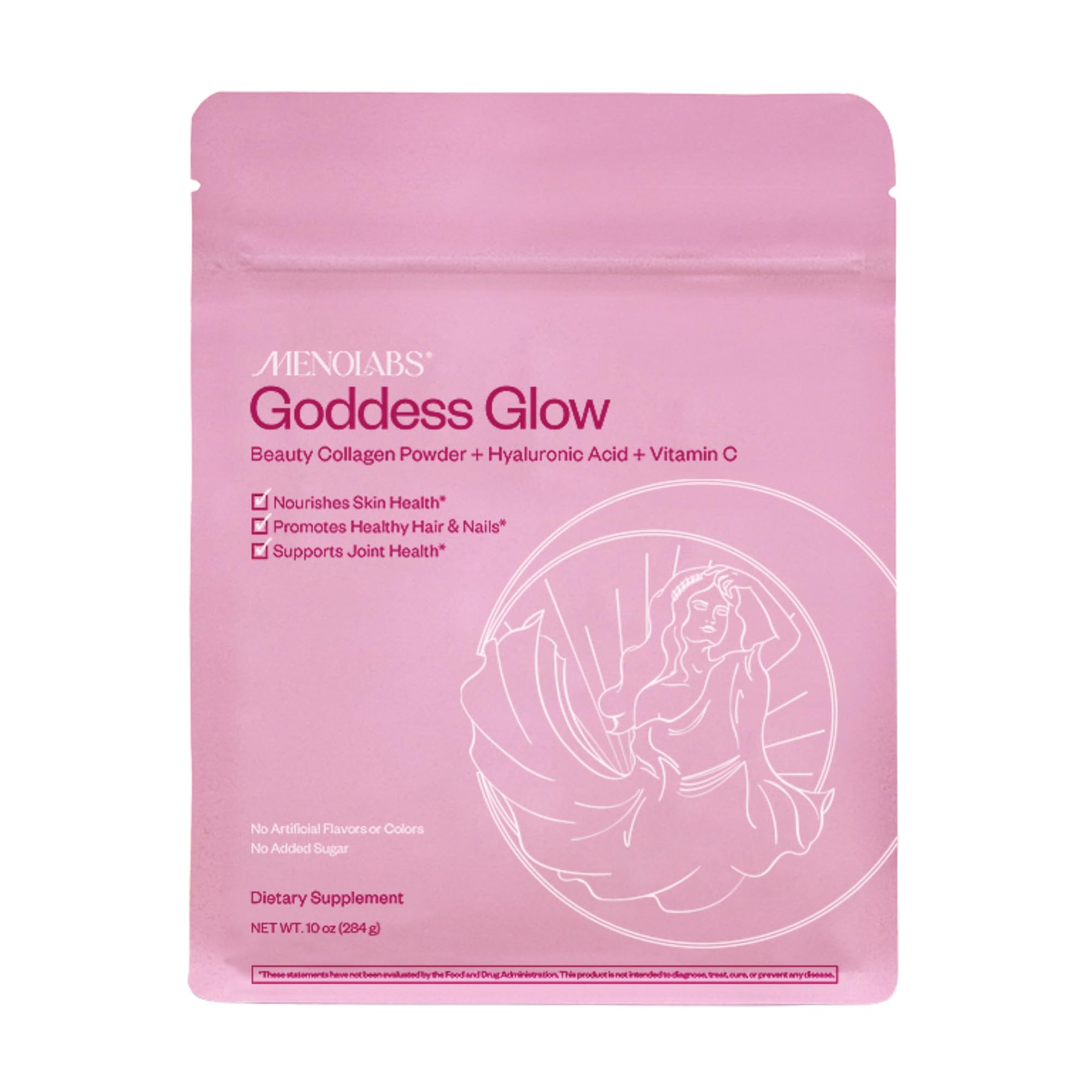 MENOLABS Goddess Glow Collagen Peptides Powder (Type I, III) - 14 Servings (280 g) - Menopause Supplements for Women with Hyaluronic Acid & Vitamin C - Unflavored