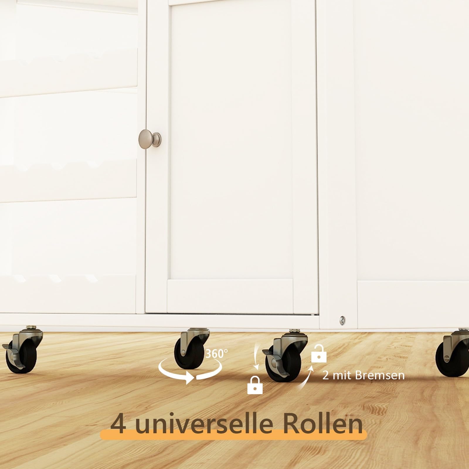 GIANTEX Küchenwagen auf Rollen, bewegliche Kücheninsel mit Arbeitsplatte, Küchenregal mit Flaschenablagen, Servierwagen Rollwagen mit Schublade, Haushaltswagen Allzweckwagen Küchentrolley (Weiß)