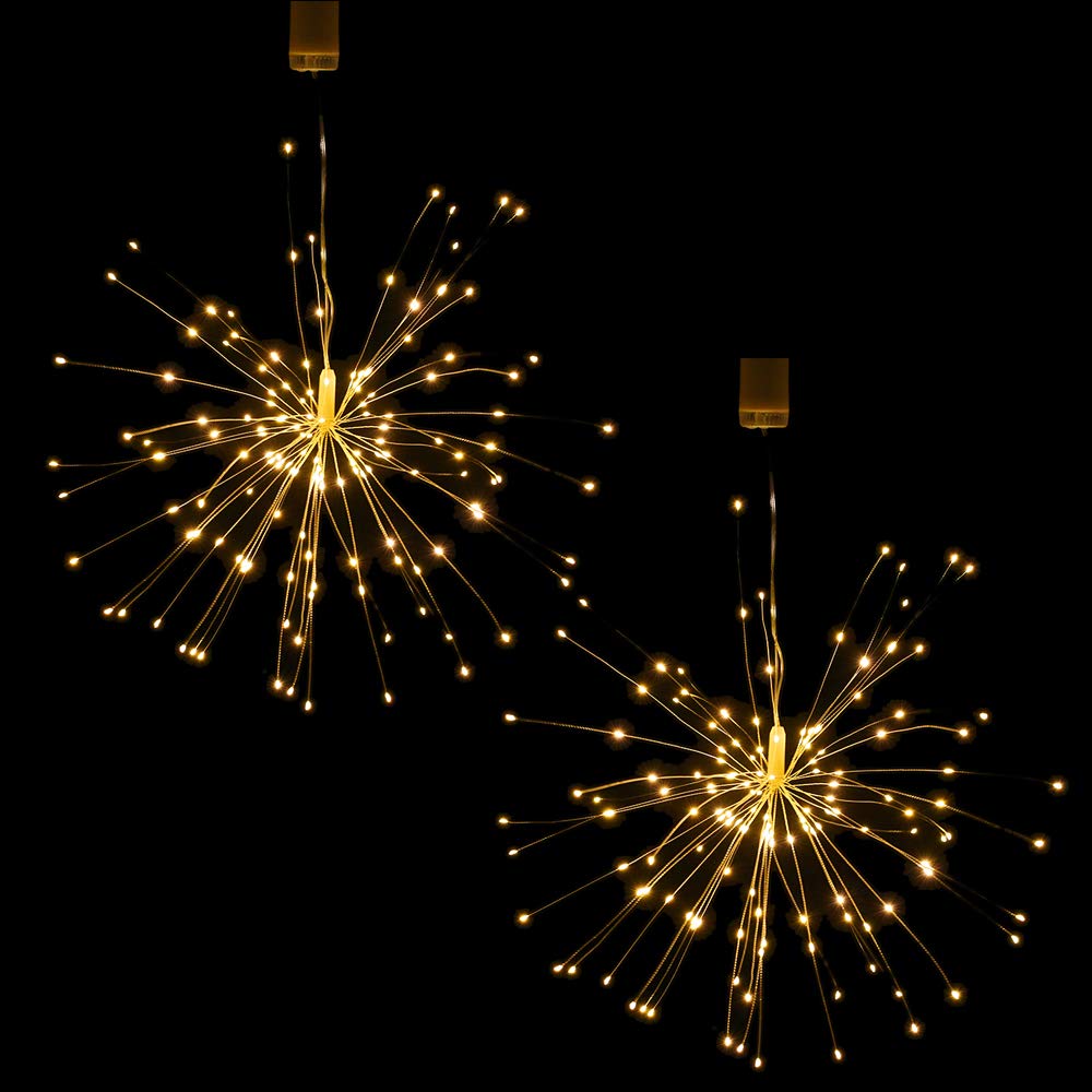 Lixada luz de fuegos artificiales 150 LED luces de cadena de Navidad con control remoto Lámpara colgante decorativa Starburst para fiestas en el hogar en interiores al aire libre Patio de bodas Jardín