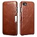 iPhone 7 Leather Case, Icarercase Genuine Vintage Leather Side Open Case in Slim Thin Design, Flip Folio Style Cover with Magnetic Closure for Apple iPhone 7 4.7 Inch (Brown)
