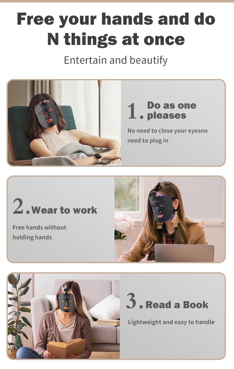 Maschera per il viso 2025 con LED a 7 colori, senza fili, per terapia di ringiovanimento dei fotoni, per anti-invecchiamento, acne, rughe, schiarimento della pelle e idratazione, dispositivo portatile